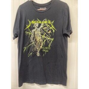 Vtg Metallica and Justice for All T-Shirt Black Size Large Heavy Thrash Metal *B
